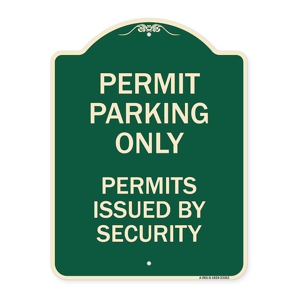 Permit Parking Permits Issued by Security Heavy-Gauge Aluminum Sign, 24" x 18", G-1824-23312